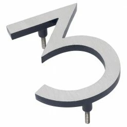 Montague Metal Products 4 in. Satin Nickel/Navy 2-Tone Aluminum Floating or Flat Modern House Number 3