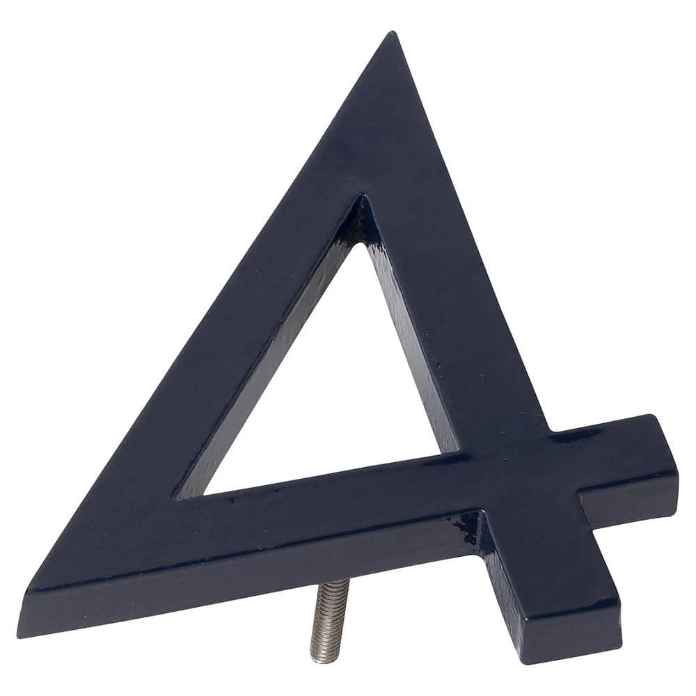 Montague Metal Products 4 in. Navy Aluminum Floating or Flat Modern House Number 4