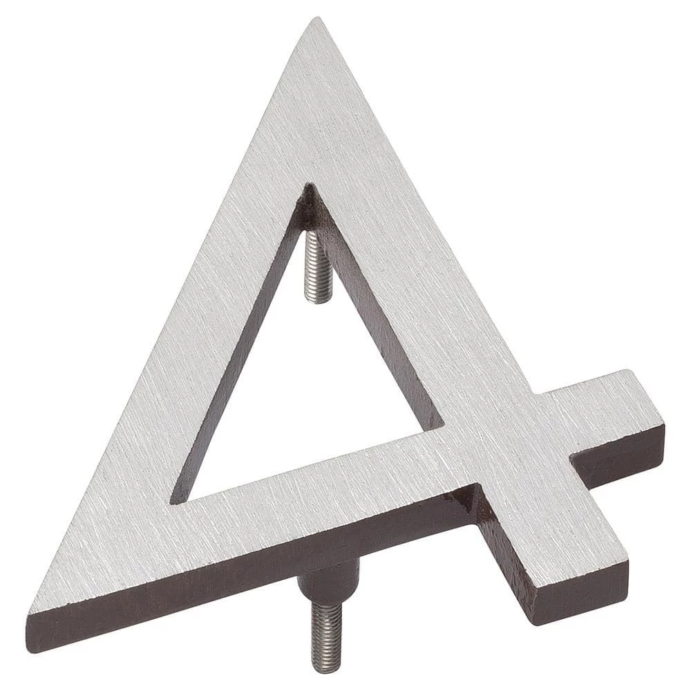 Montague Metal Products 4 in. Satin Nickel/Roman Bronze 2-Tone Aluminum Floating or Flat Modern House Number 4