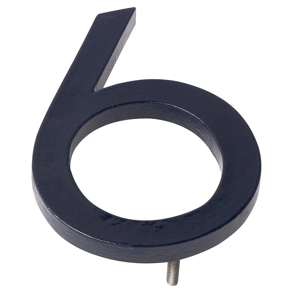 Montague Metal Products 4 in. Navy Aluminum Floating or Flat Modern House Number 6