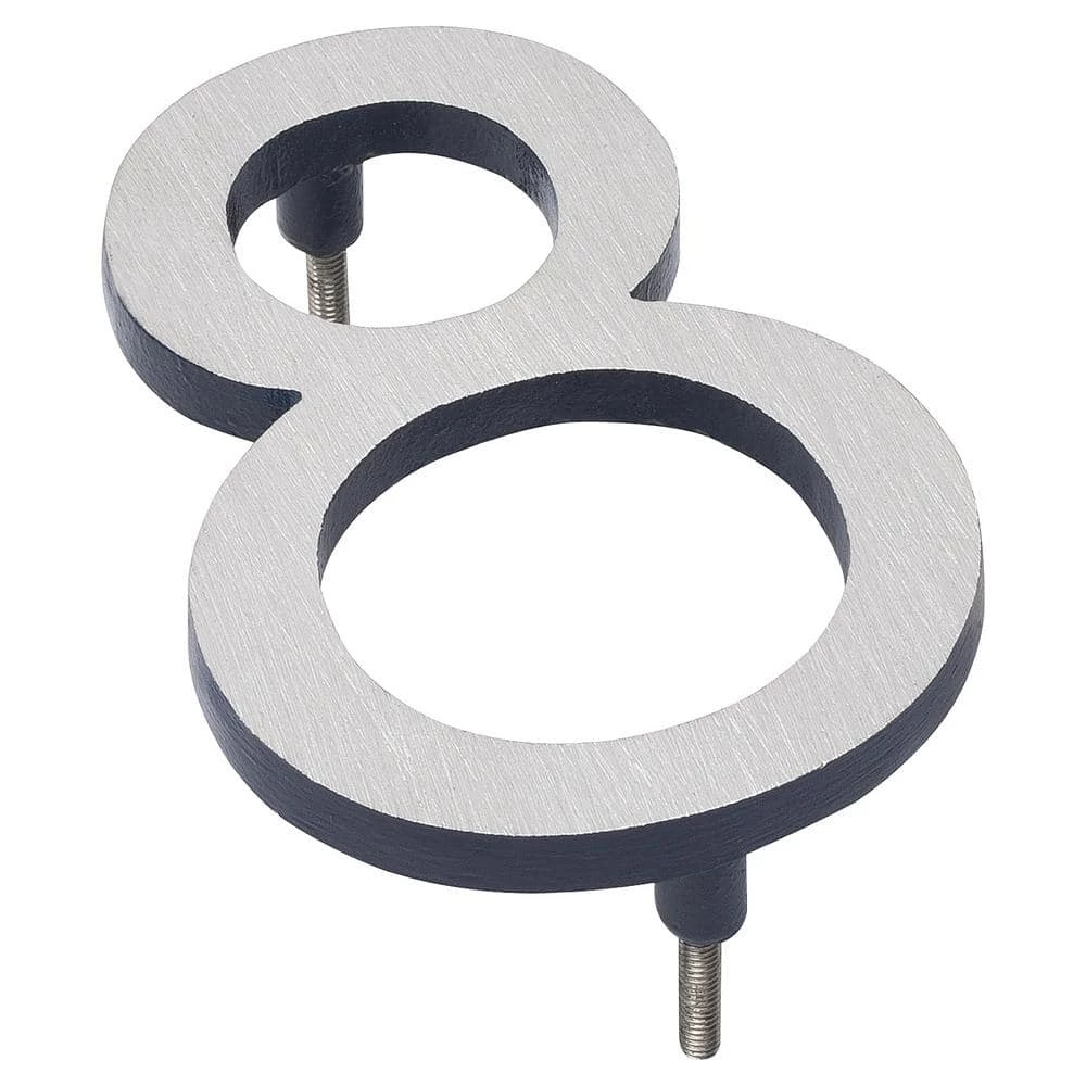 Montague Metal Products 4 in. Satin Nickel/Navy 2-Tone Aluminum Floating or Flat Modern House Number 8