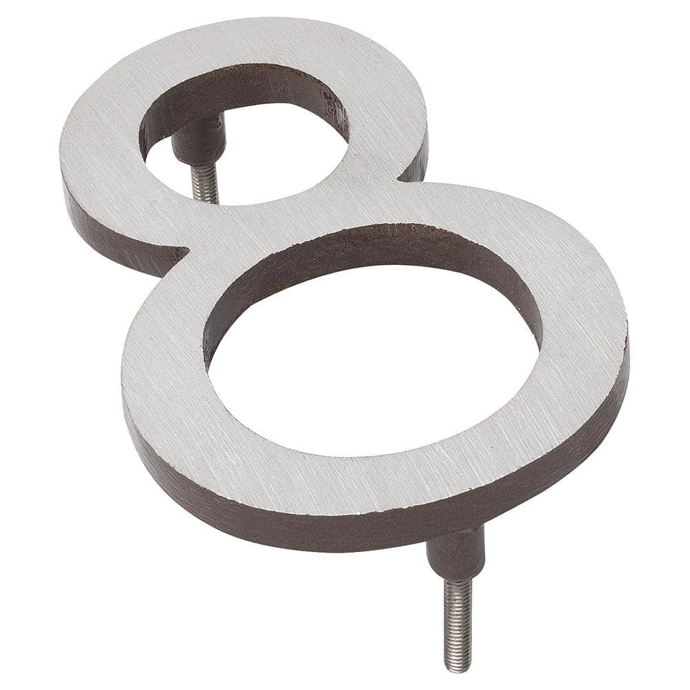 Montague Metal Products 4 in. Satin Nickel/Roman Bronze 2-Tone Aluminum Floating or Flat Modern House Number 8