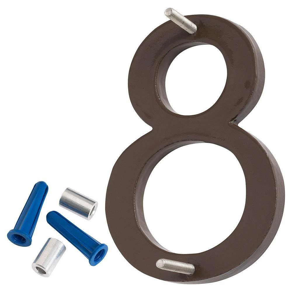 Montague Metal Products 4 in. Satin Nickel/Roman Bronze 2-Tone Aluminum Floating or Flat Modern House Number 8 - Image 2
