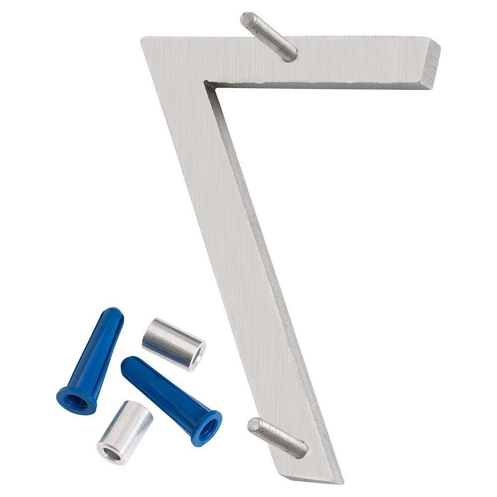 Montague Metal Products 4 in. Brushed Aluminum Floating or Flat Modern House Number 7 - Image 3