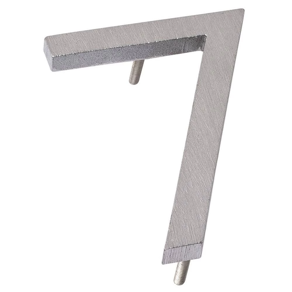 Montague Metal Products 4 in. Brushed Aluminum Floating or Flat Modern House Number 7