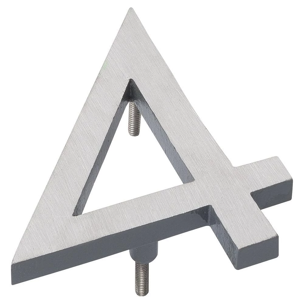 Montague Metal Products 8 in. Satin Nickel/Gray 2-Tone Aluminum Floating or Flat Modern House Number 4