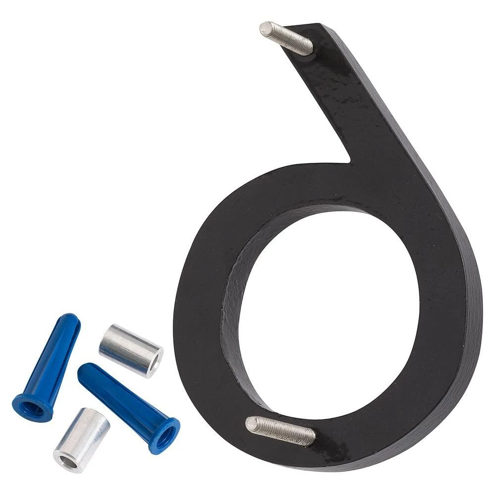 Montague Metal Products 8 in. Black Aluminum Floating or Flat Modern House Number 6 - Image 2