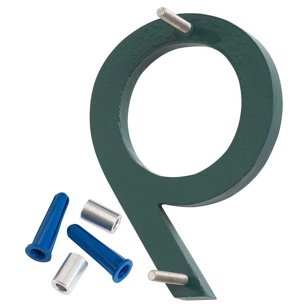 Montague Metal Products 8 in. Satin Nickel/Hunter Green 2-Tone Aluminum Floating or Flat Modern House Number 9 - Image 2