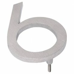 Montague Metal Products 16 in. Brushed Aluminum Floating or Flat Modern House Number 6