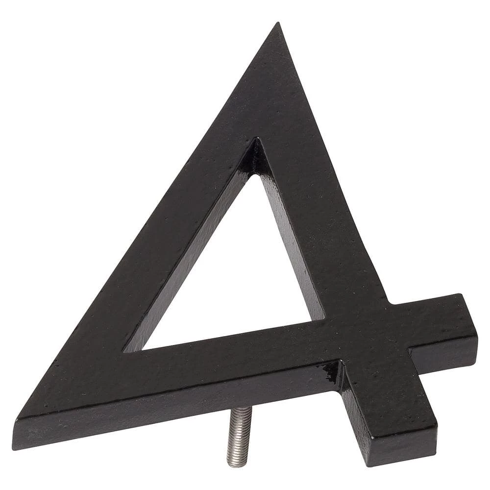 Montague Metal Products 16 in. Black Aluminum Floating or Flat Modern House Number 4