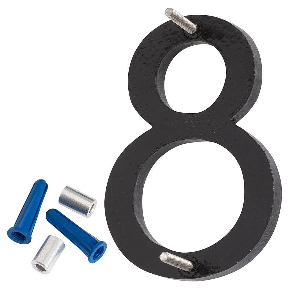 Montague Metal Products 16 in. Black Aluminum Floating or Flat Modern House Number 8 - Image 2