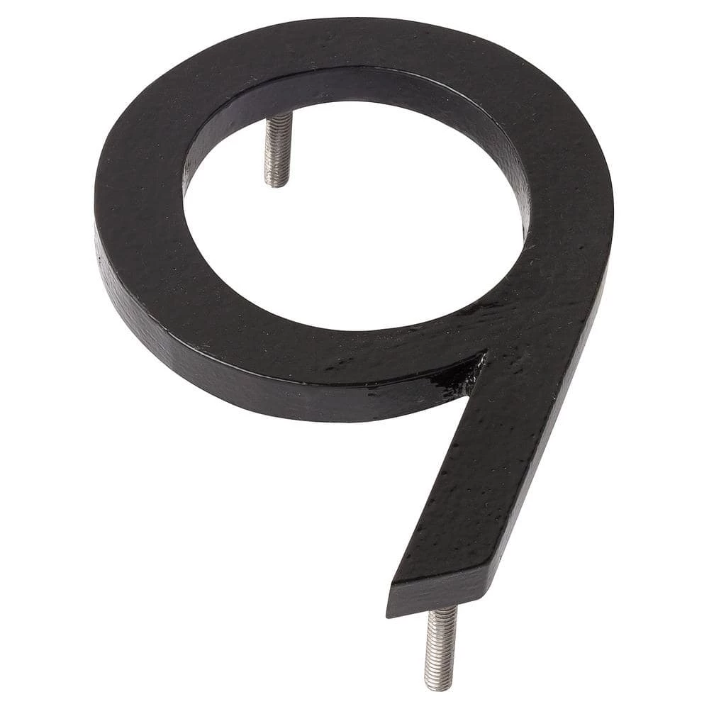 Montague Metal Products 16 in. Black Aluminum Floating or Flat Modern House Number 9