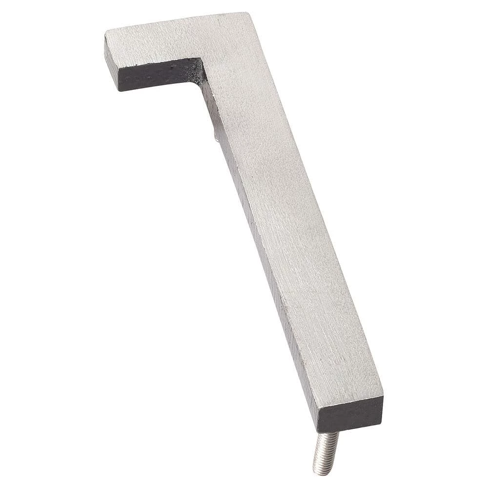 Montague Metal Products 16 in. Satin Nickel/Black 2-Tone Aluminum Floating or Flat Modern House Number 1