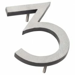 Montague Metal Products 16 in. Satin Nickel/Black 2-Tone Aluminum Floating or Flat Modern House Number 3