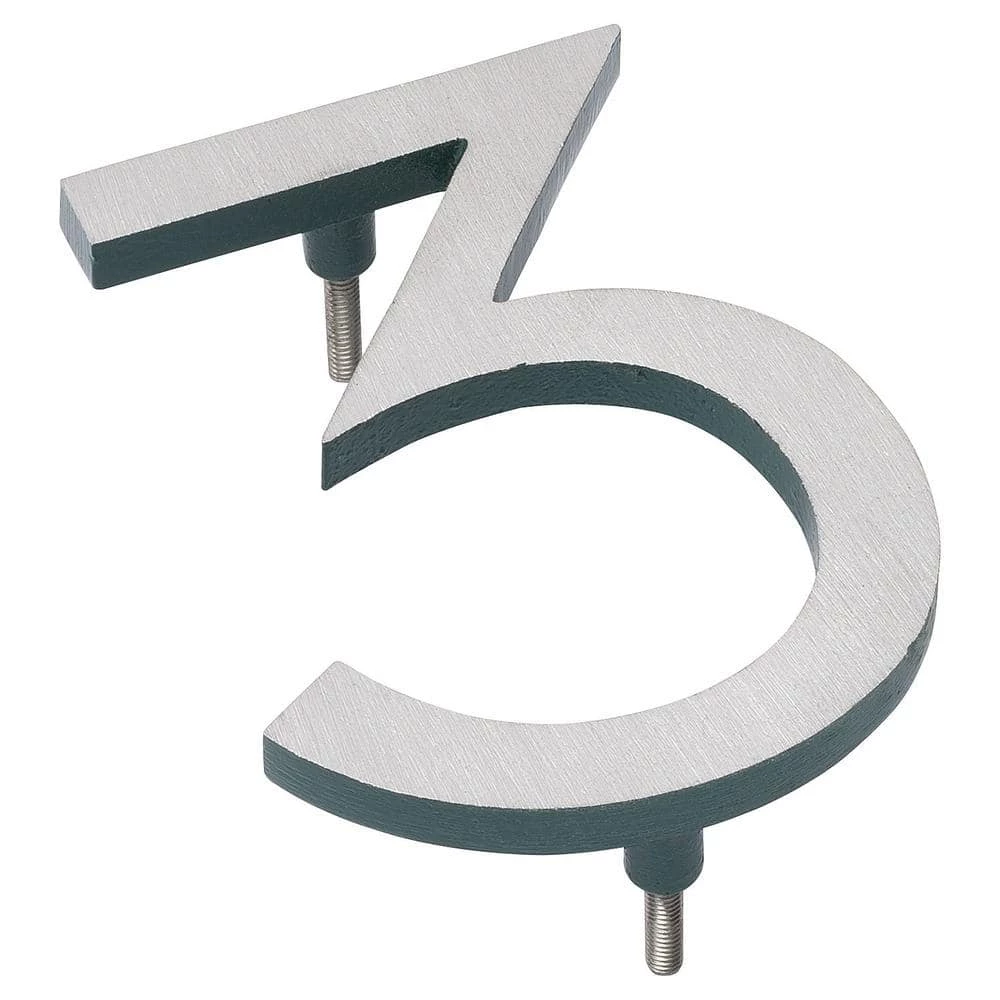 Montague Metal Products 16 in. Satin Nickel/Hunter Green 2-Tone Aluminum Floating or Flat Modern House Numbers 0-9 - 3