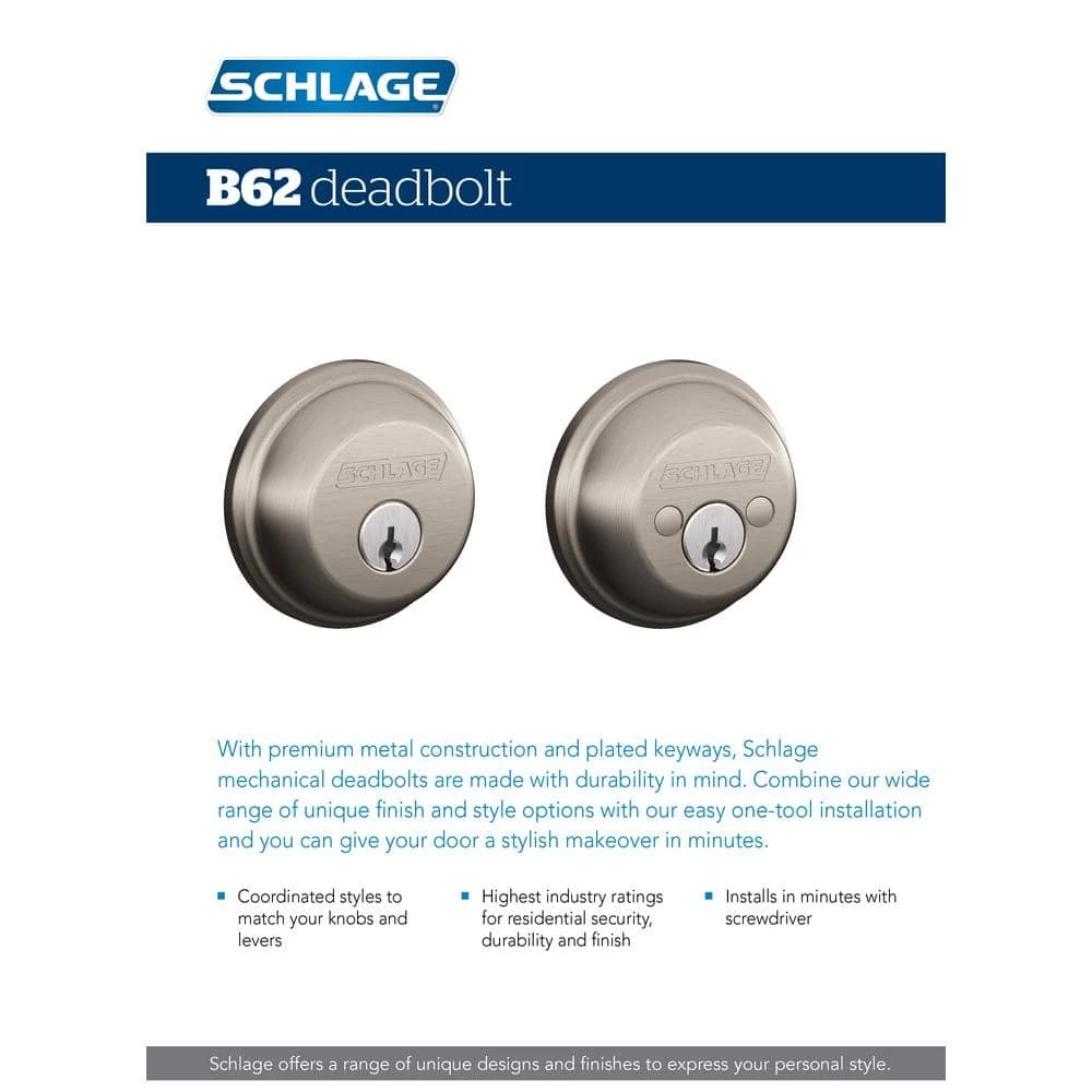 Schlage Matte Black Double Cylinder Deadbolt - Image 3