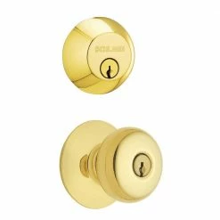 Schlage Plymouth Single Cylinder Bright Brass Knob Combo Pack
