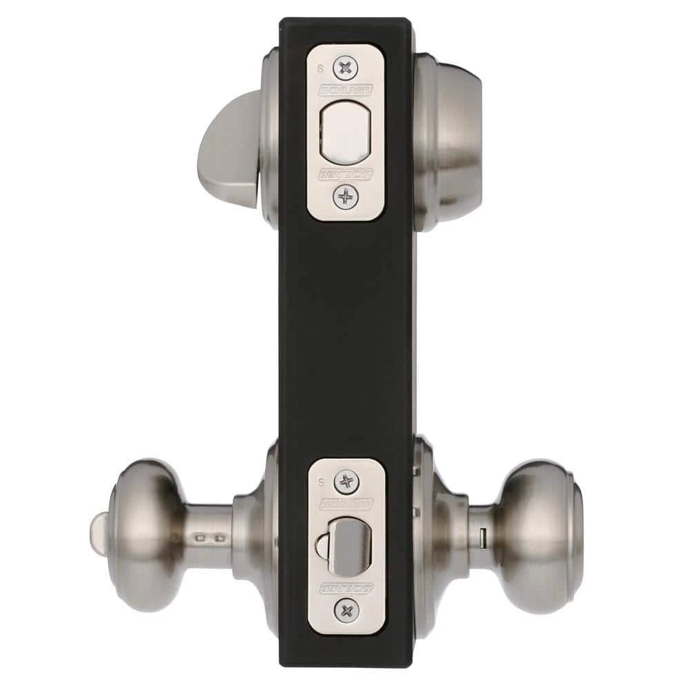 Schlage Satin Nickel Single Cylinder Deadbolt with Georgian Entry Door Knob Combo Pack - Image 3