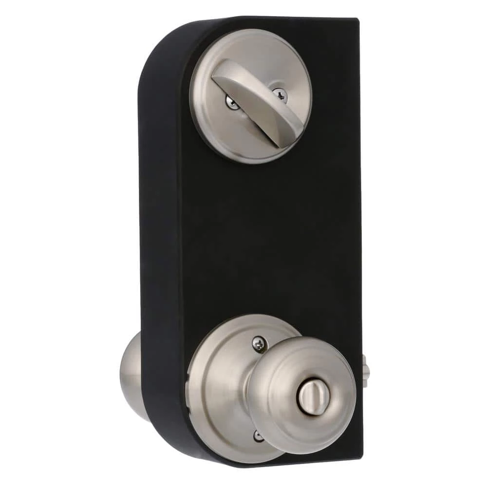 Schlage Satin Nickel Single Cylinder Deadbolt with Georgian Entry Door Knob Combo Pack - Image 4