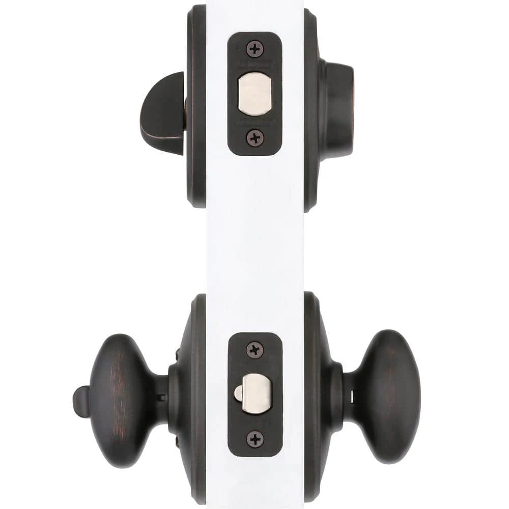 Schlage Wakefield Aged Bronze Single Cylinder Deadbolt with Siena Entry Door Knob Combo Pack - Image 3