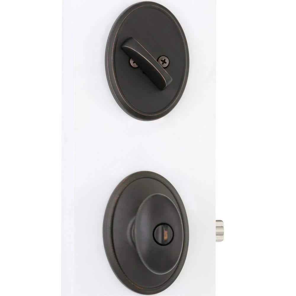 Schlage Wakefield Aged Bronze Single Cylinder Deadbolt with Siena Entry Door Knob Combo Pack - Image 4