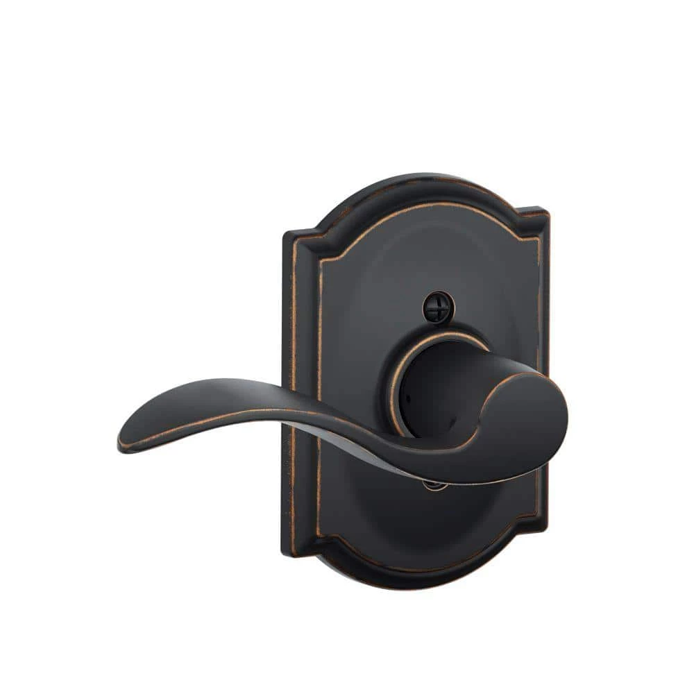 Schlage Accent Aged Bronze Left Handed Dummy Door Lever with Camelot Trim