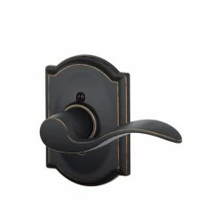 Schlage Accent Aged Bronze Right Handed Dummy Door Lever with Camelot Trim