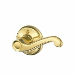 Schlage Flair Bright Brass Right Handed Dummy Door Lever