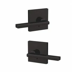 Schlage Custom Latitude Matte Black Collins Trim Dummy Door Lever (2-pack)