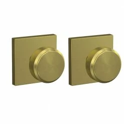 Schlage Custom Bowery Satin Brass Collins Trim Dummy Door Knob (2-pack)