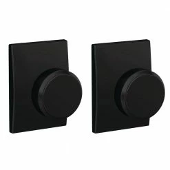 Schlage Custom Bowery Matte Black Century Trim Dummy Door Knob (2-pack)