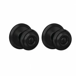 Schlage Custom Georgian Matte Black Alden Trim Dummy Door Knob (2-pack)