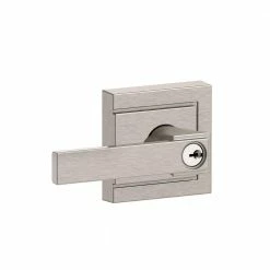 Schlage Northbrook Satin Nickel Entry Door Handle with Upland Trim