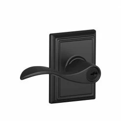 Schlage Accent Matte Black Keyed Entry Door Handle with Addison Trim