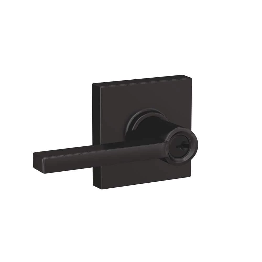 Schlage Custom Latitude Matte Black Collins Trim Keyed Entry Door Lever
