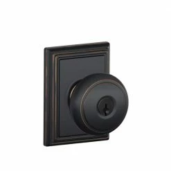 Schlage Andover Aged Bronze Keyed Entry Door Knob with Addison Trim