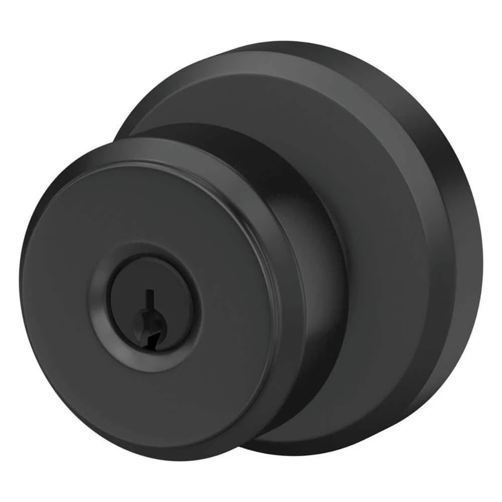 Schlage Bowery Matte Black Keyed Entry Door Knob with Greyson Trim - Image 5