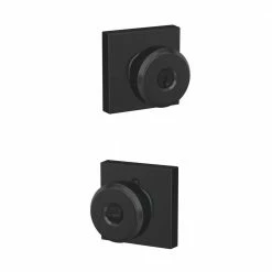 Schlage Bowery Matte Black Keyed Entry Door Knob with Collins Trim