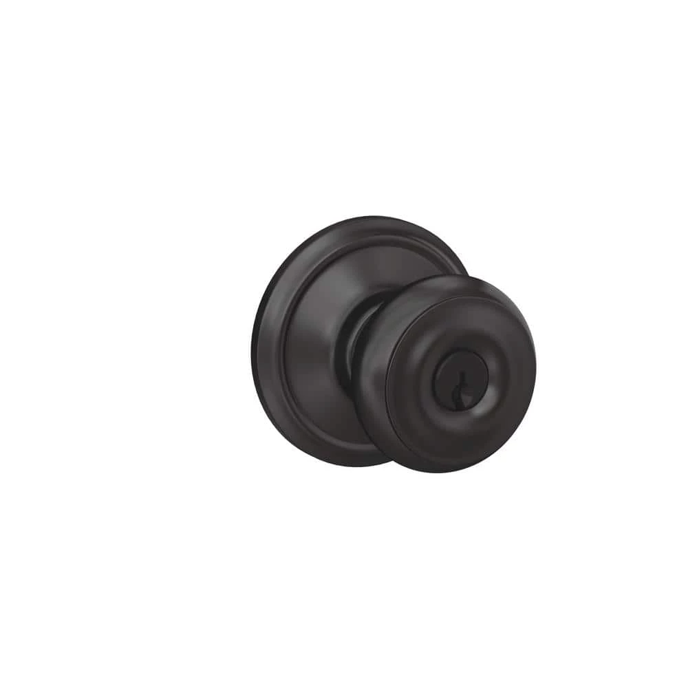 Schlage Custom Georgian Matte Black Keyed Entry Door Knob