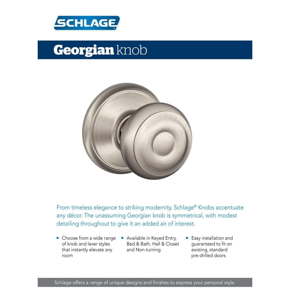 Schlage Custom Georgian Matte Black Keyed Entry Door Knob - Image 2