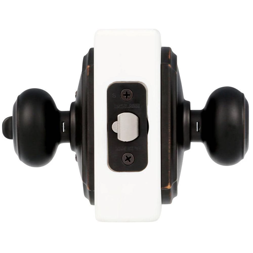 Schlage Custom Georgian Aged Bronze Keyed Entry Door Knob with Camelot Trim - Image 3