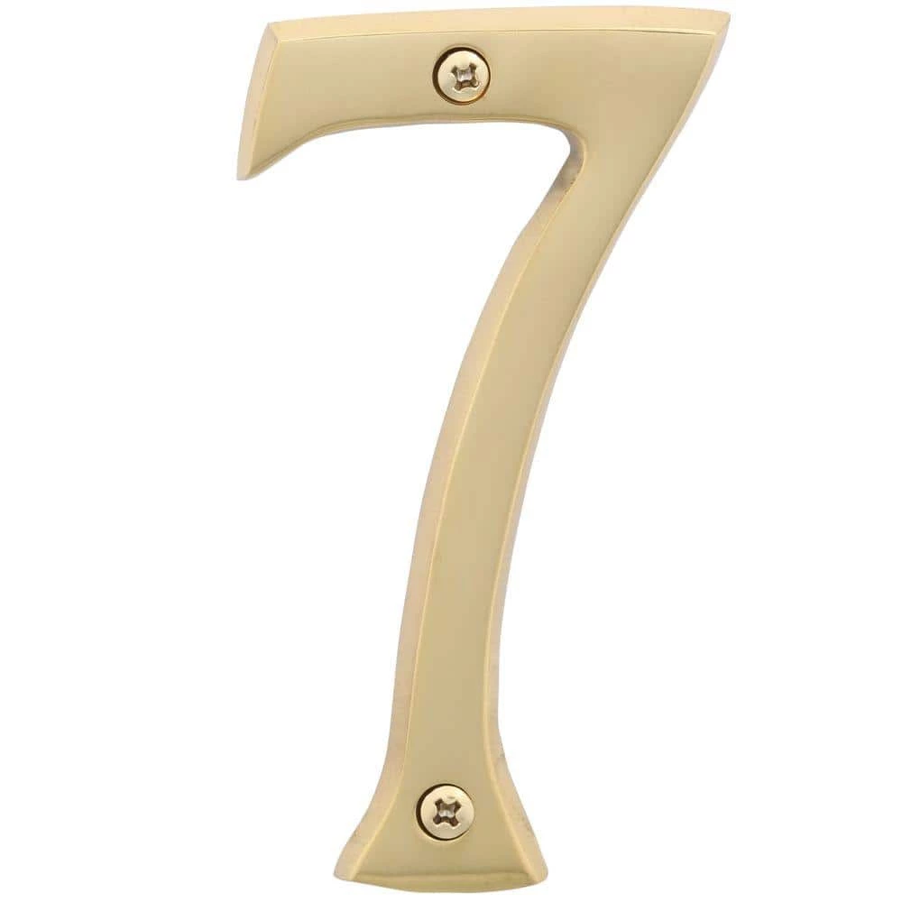 Schlage 4 in. Bright Brass Classic House Number 7
