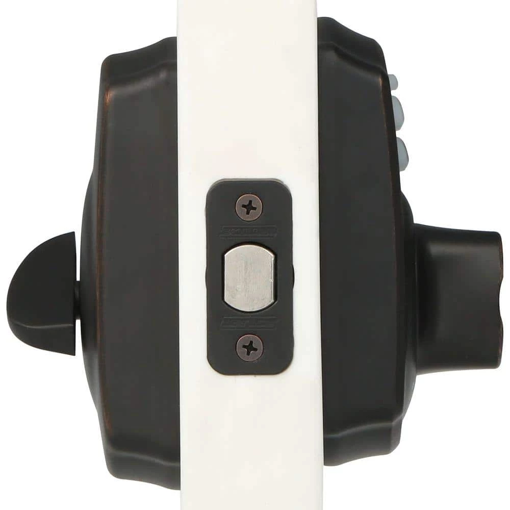 Schlage Camelot Keypad Electronic Door Lock Deadbolt and Georgian Knob in Aged Bronze - Image 2