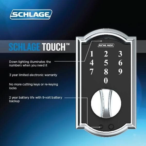 Schlage Touch Keyless Touchscreen Deadbolt with Camelot Trim - Image 9