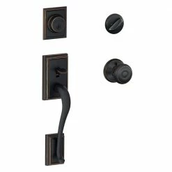 Schlage Georgian Aged Bronze Addison Trim Single Cylinder Knob Door Handleset