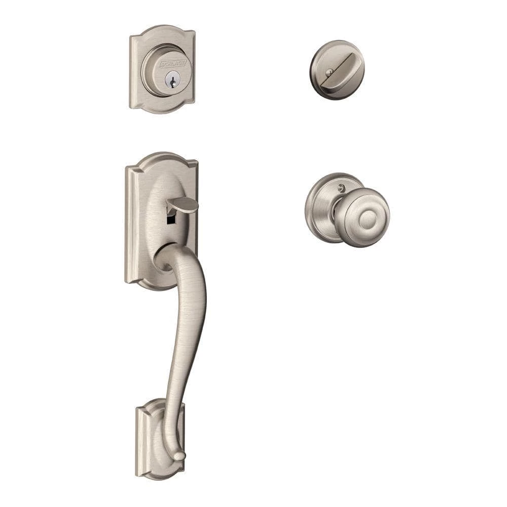 Schlage Georgian Satin Nickel Camelot Trim Single Cylinder Knob Door Handleset