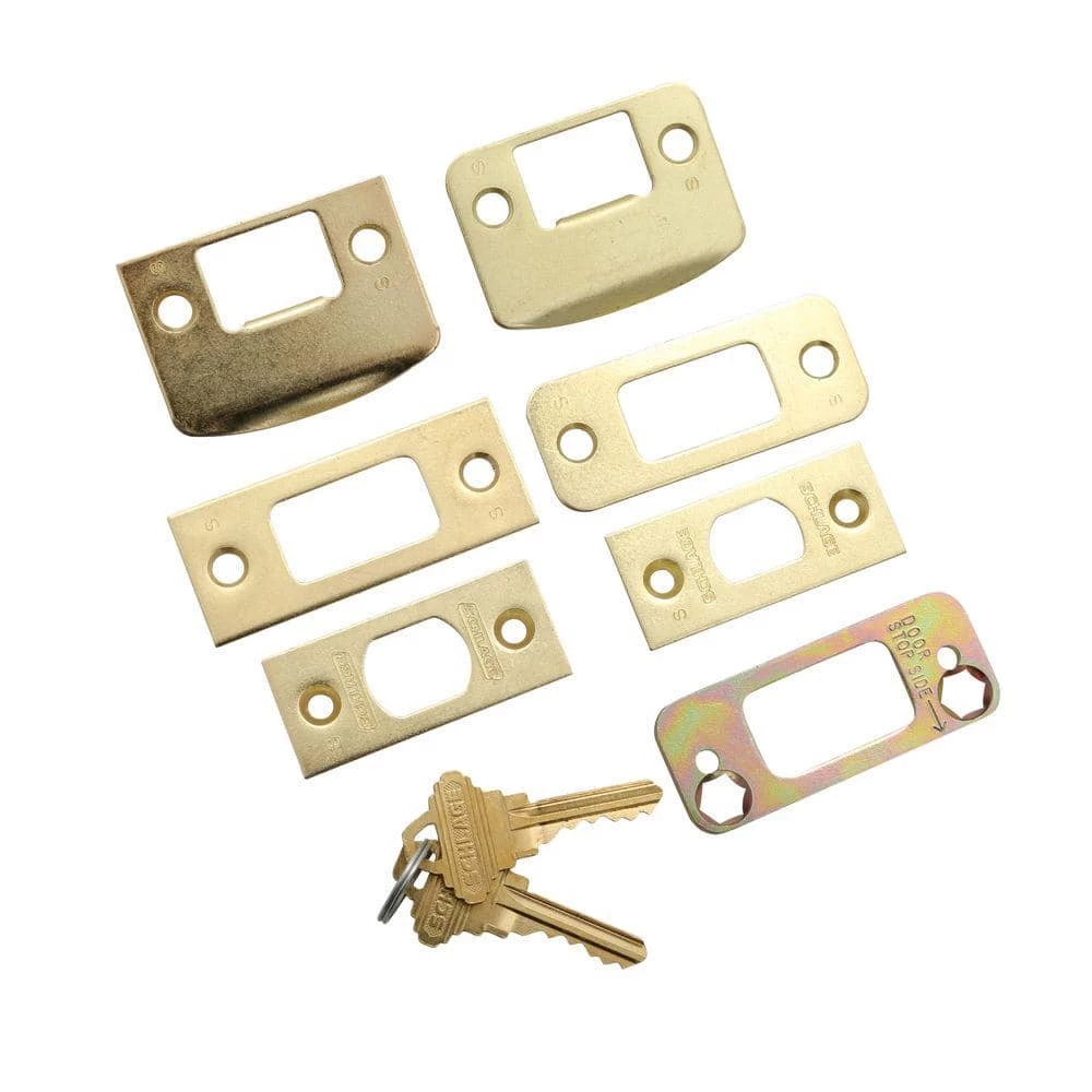 Schlage Camelot Bright Brass Double Cylinder Deadbolt with Plymouth Knob Door Handleset - Image 2