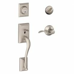 Schlage Addison Satin Nickel Single Cylinder Deadbolt with Accent Lever Door Handleset