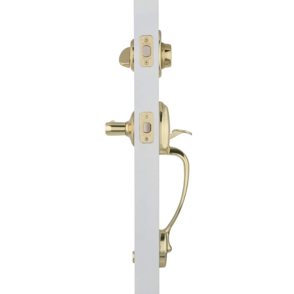 Schlage Plymouth Bright Brass Single Cylinder Deadbolt with Flair Knob Door Handleset - Image 2