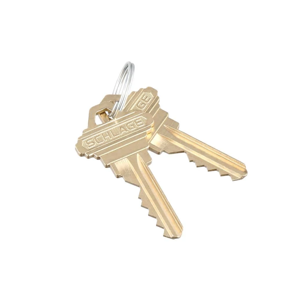 Schlage Plymouth Bright Brass Single Cylinder Deadbolt with Flair Knob Door Handleset - Image 4